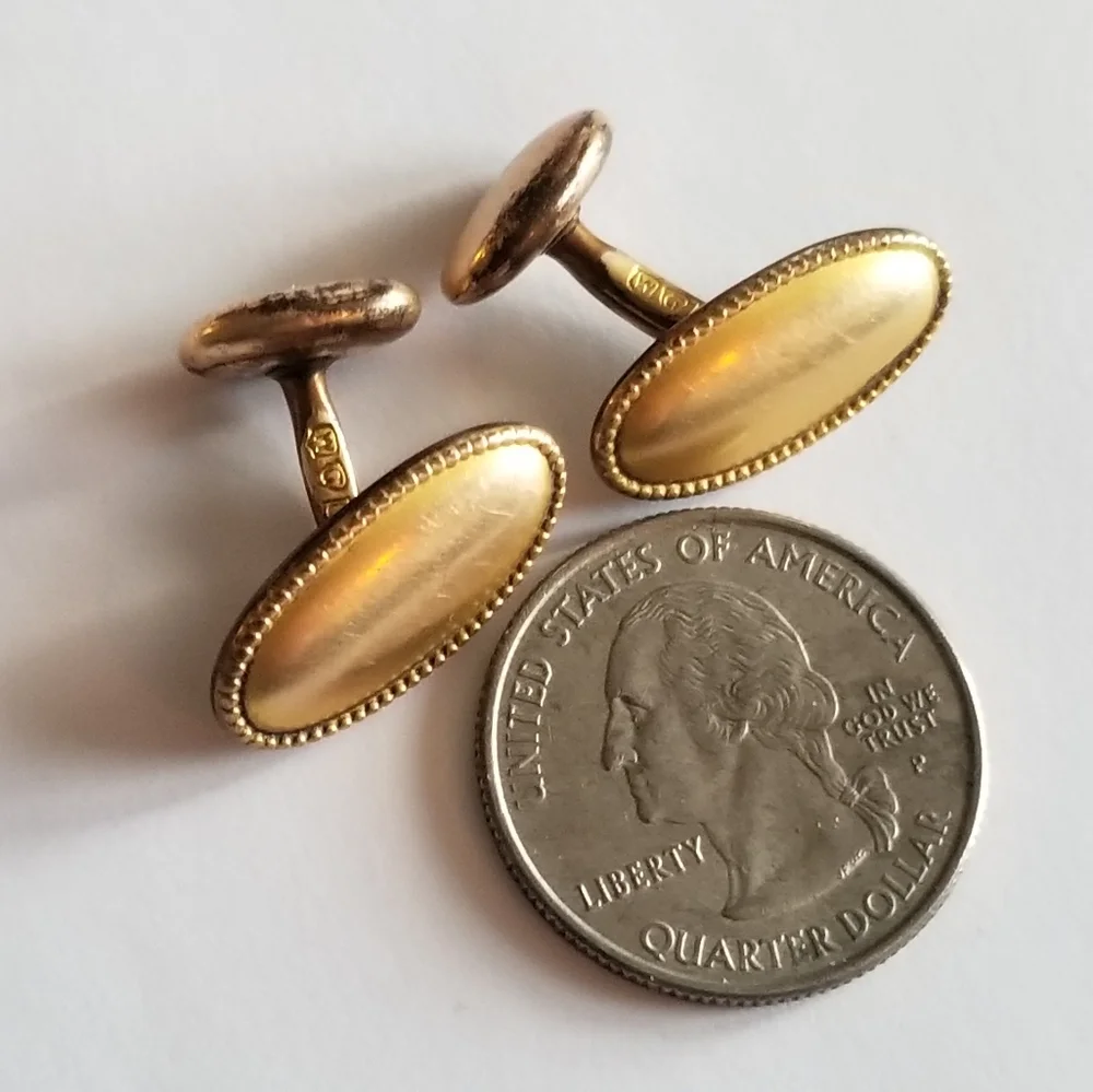 Antique cufflinks by W.G. Clark & Co gold tone Edwardian bean back WGC